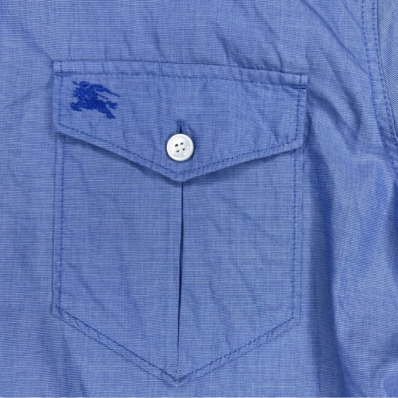 BURBERRY Men's Blue Linen Long Sleeve Button Down Shirt US S - Picture 9 of 11
